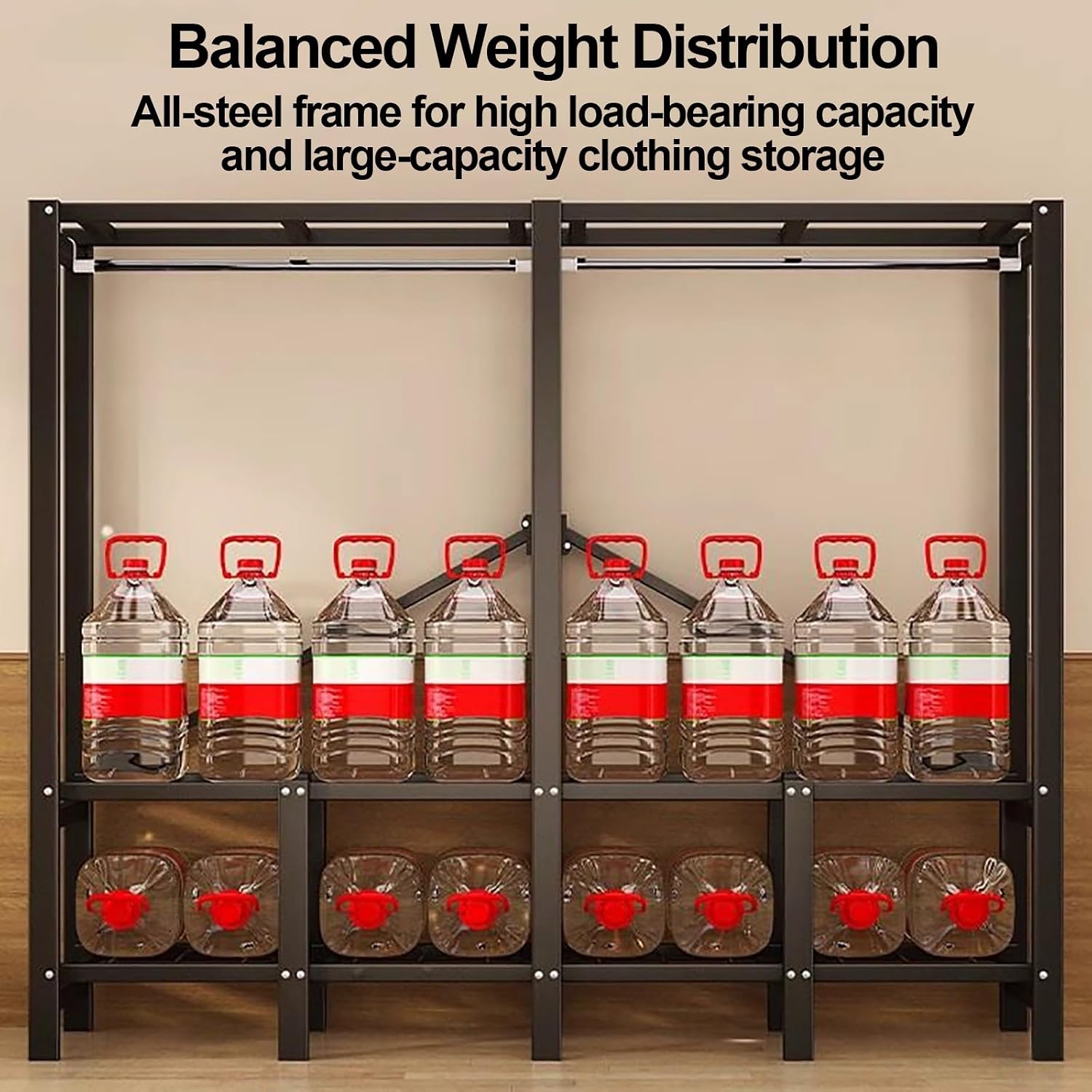 Foldable Closet Wardrobe Clothes Rail with Cover Heavy-Duty Clothes Rack with Bottom Shoes Shelf Portable Armoire Storage Metal Garment Racks for Hanging Clothes(A,70x50x170cm/28x20x67in)