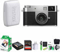 FUJIFILM X Half Premium Compact Digital Camera (Silver) Bundle with Fuji Link 3 Smartphone Printer (Clay White) + Instax Mini Film + 64GB Memory Card + Flexible Tripod + Cleaning Kit + More