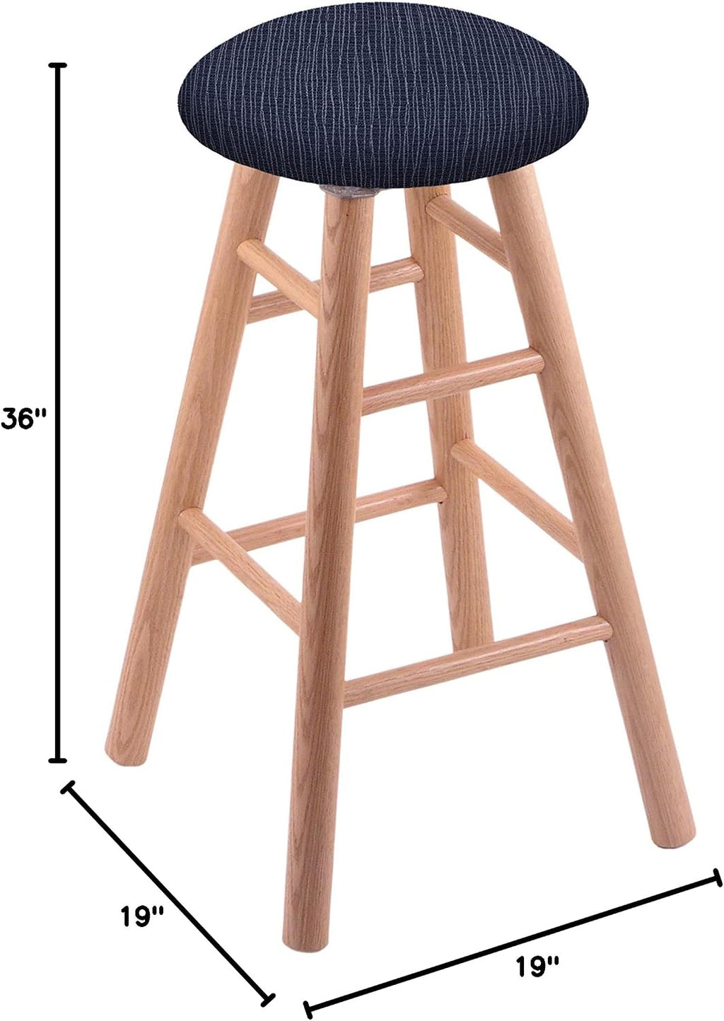 HBS XL Oak Round Cushion 36' Swivel Extra Tall Bar Stool with Smooth Legs, Natural Finish, and Graph Anchor Seat