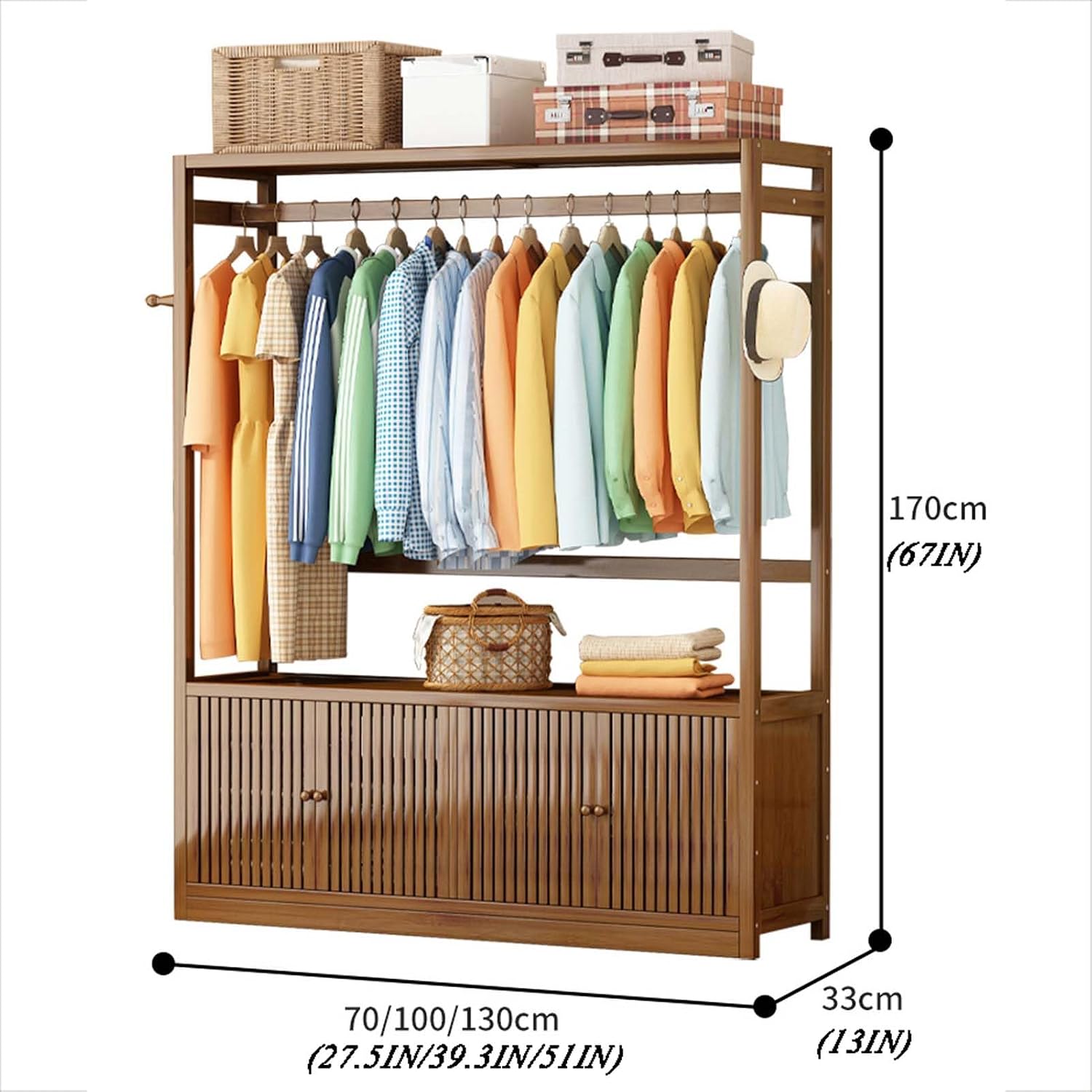 YSUEFIJO Clothes Rack for Hanging Clothes, Heavy Duty Rolling Garment Rack, Freestanding Wardrobe Closet Clothing Rack, Portable Clothes Organizer, for Bedroom, Living Room