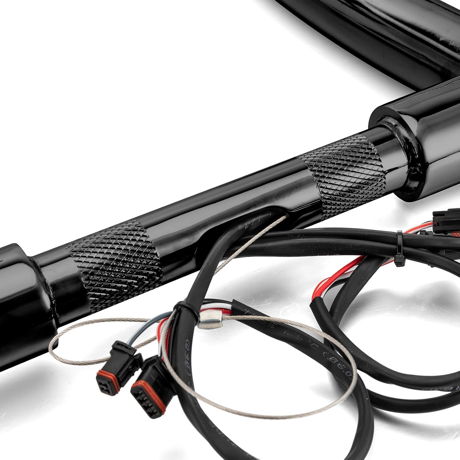 Mofun 14' Rise Pre-wired Handlebars Horn Style Ape Hangers 1.5' Fat 1' Clamp Compatible with Harley Softail 2011-2024 Sportster 2011-2022 Dyna 2012-2017 Touring Road King 2015-Later, Gloss Black