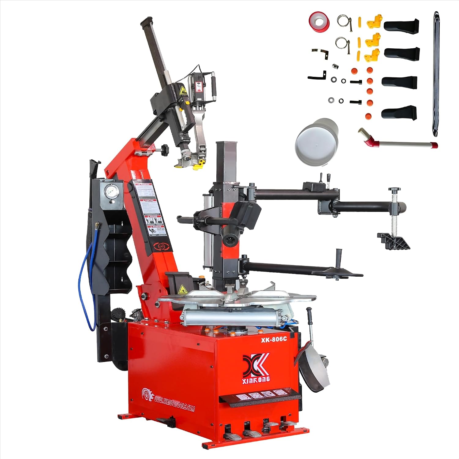 XK-806C Tire Changer Machine Tilt Back Column Automatic Working Head 2.0 Horsepower Rim Clamp 12-28 Inches with 12 Month Parts Replacement