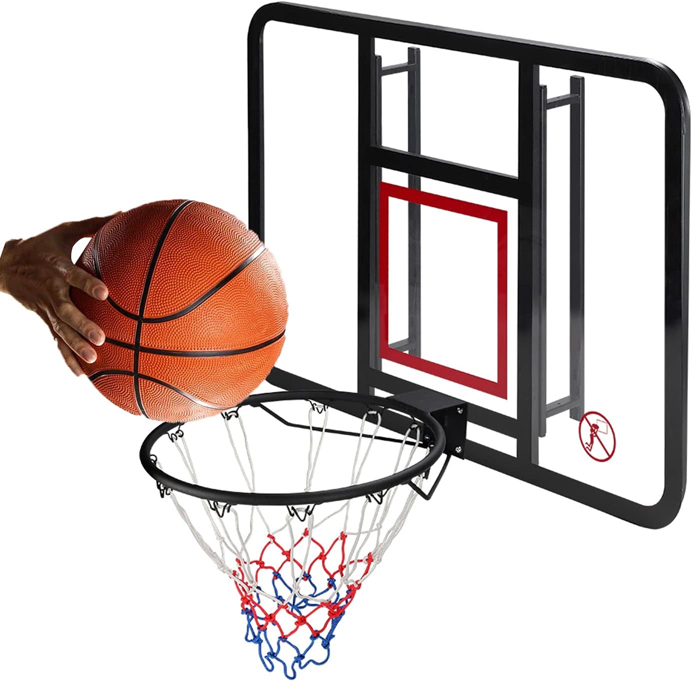 Basketball Rim 43in Adult Basketball Hoop, Indoor and Outdoor Wall-Mounted Basketball Boards, Simple Installation, 110x75 Cm