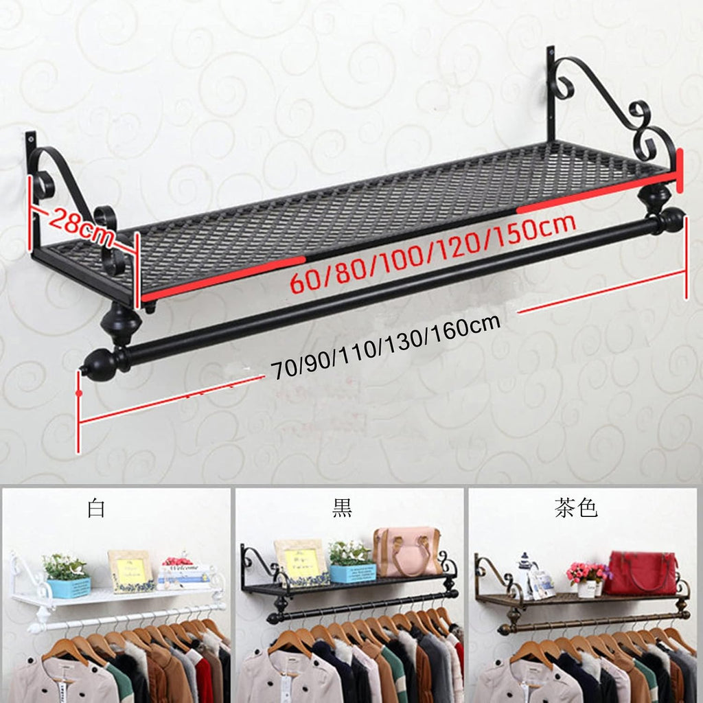 Wall Mounted Garment Rack for Clothing Display,Clothing Store Floating Shelf,Retail Display Garment Rack,Heavy Duty Organizer Hanger,Heavy Duty,m
