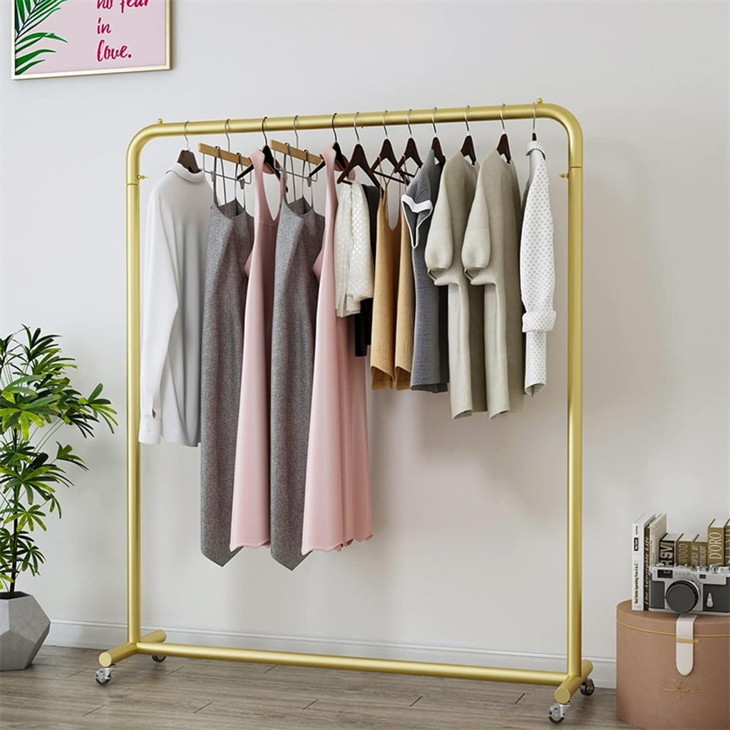 Clothing Rack, Standing Metal Garment Rack On Wheels, Large Capacity Retail Clothing Rack, Gold Coat Rack for Bedrooms Organizing Clothes, 120X40X155Cm,Gold 100X40X155Cm