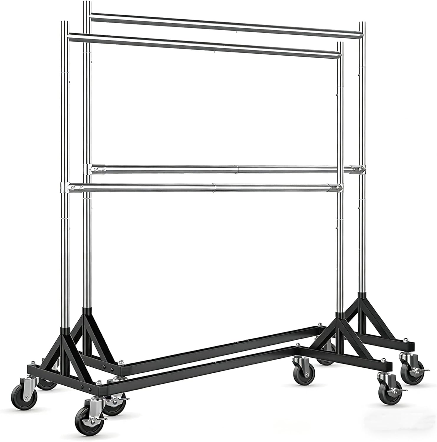 HOKEEPER Clothes Rack, Z Rack Heavy Duty Clothing Rack Commercial Garment Rack for Hanging Clothes with Wheels Hold 610 LBS Rolling Portable Z Rack for Bedroom, Laundry 23' D x 63' W x 86' H, 2Pack