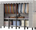 Heavy Duty Garment Rack With Cover Folding Wardrobe Closet Foldable Clothing Rack For Hanging Clothes Armoires Portable Metal Coat Storage Organizer Covered(A,110cm/43.3inch)