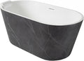 Transolid Finley 59 in. x 28.75 in. Freestanding Soaking Acrylic Bathtub with Center Drain in Gloss Two-Tone Marble Grey and White with Pillow K-AFTF5929-G31M40