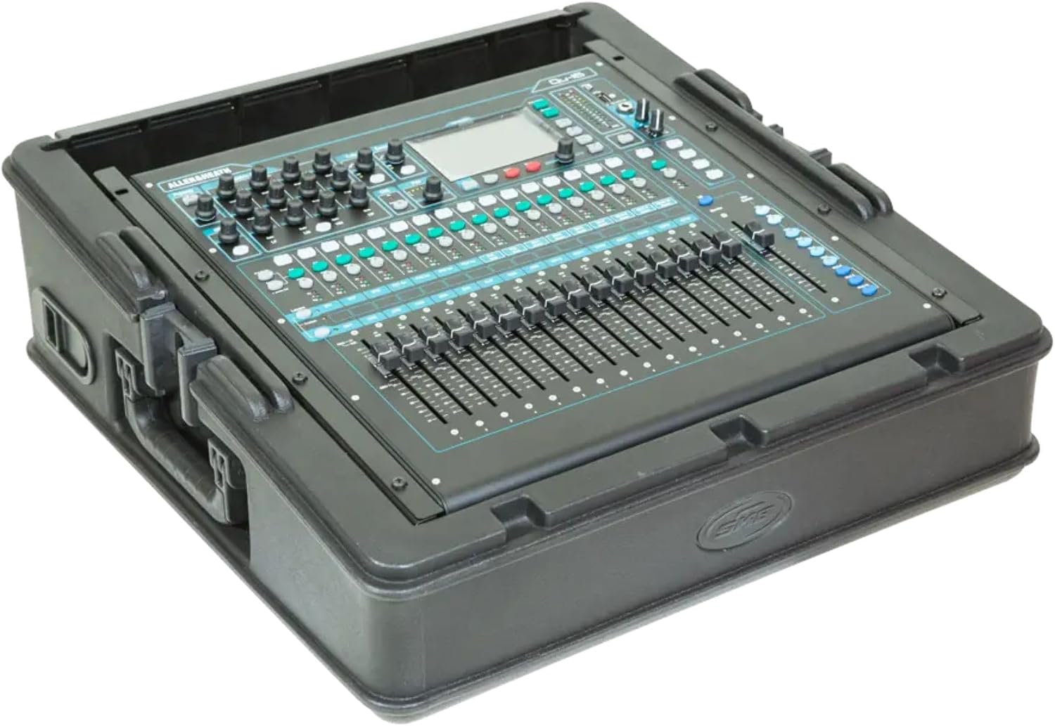 SKB Roto Rack/Mixer Top Console, 10U Slanted Rackmount with Steel Threaded Rails, Hard Lid and Doors, and Side Access Ports, Black
