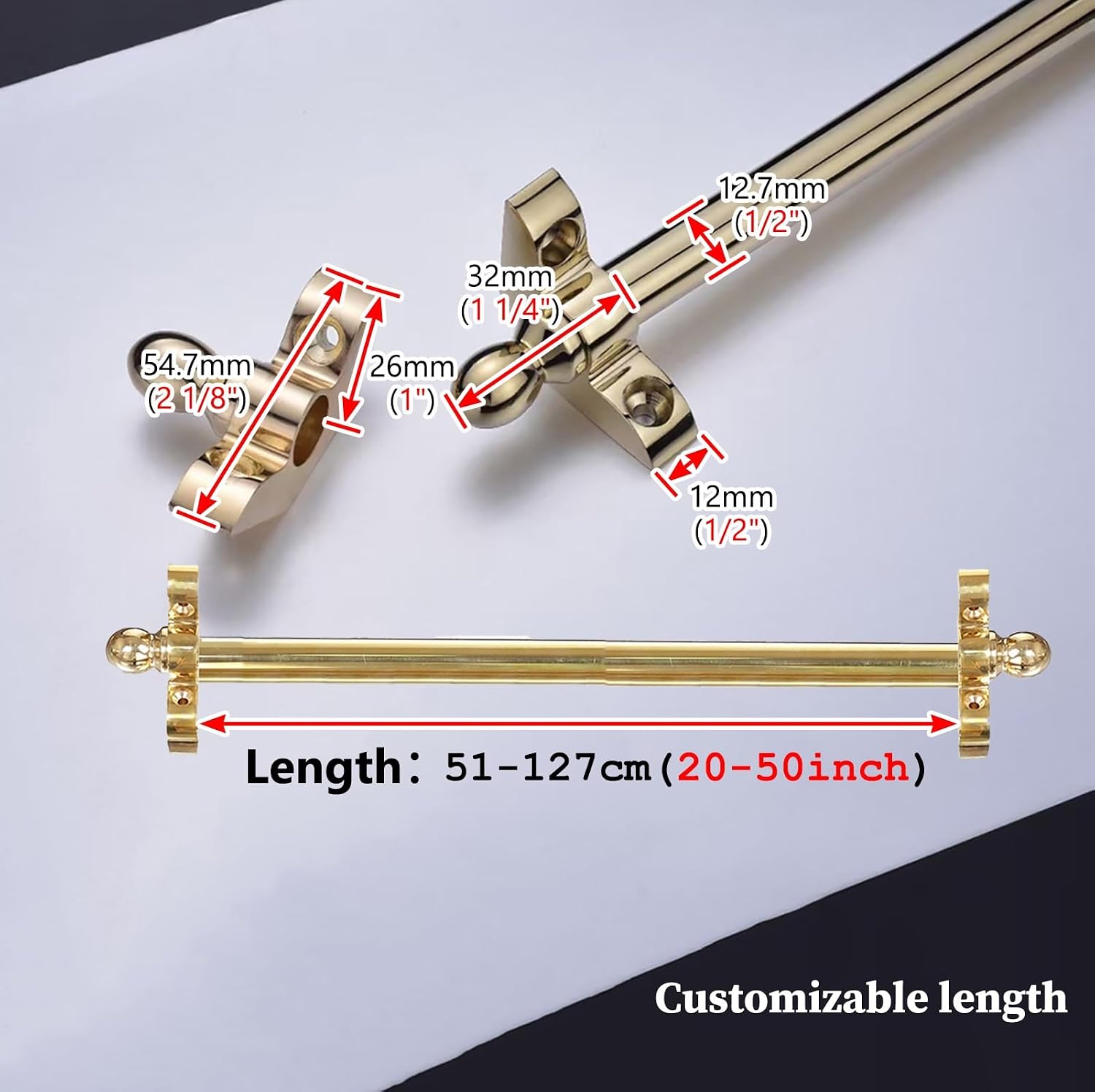 Luxury Gold Stair Carpet Rod 1 3 5 10 10 13 15 16 pcs, Decorative Non-Slip Stair Carpet Clamp Bars, Easy Install to Secure Stair Carpet(13 pcs,66cm (26in))