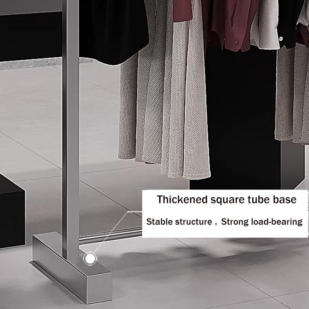 Garment Rack Heavy Duty Clothing Rack Load 350 LBS, Hanging Clothes Organizer For Display And Storage, Commercial Clothes Rail For Retail Store, Silver Stainless Steel Coat Rack Fo(Size:150X40X150CM)