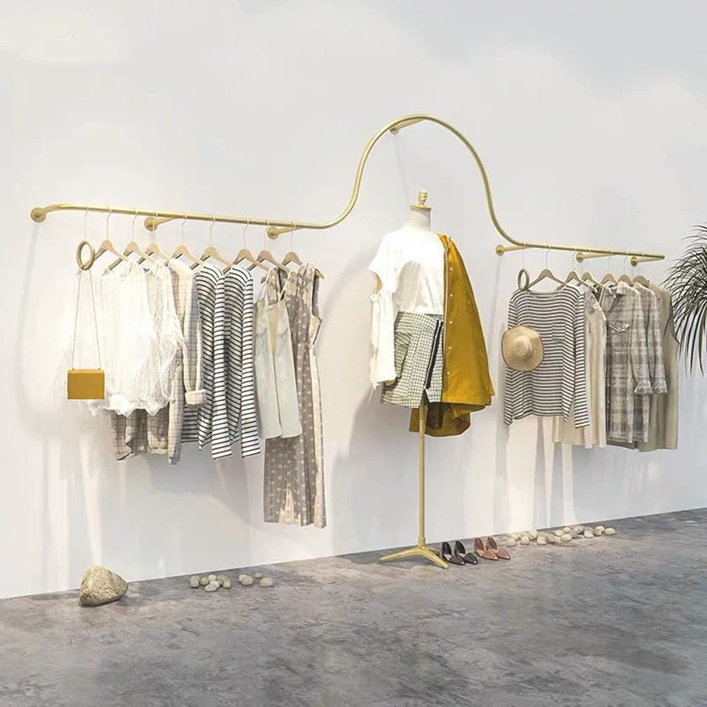 Wall Mounted Garment Rack,Hanging Garment Rack,Large Volume Metal Clothing Store Display Rack,Home Retail Boutique Clothing Display Systems, (D-250Cm