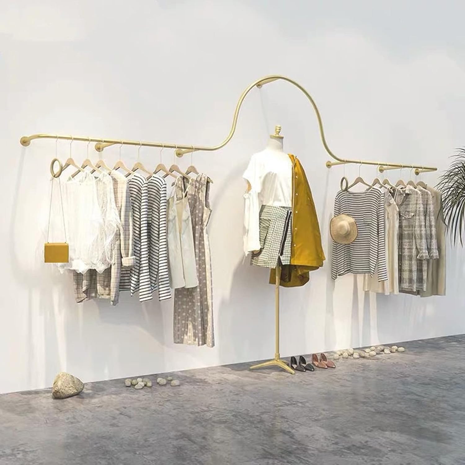Wall Mounted Garment Rack,Hanging Garment Rack,Large Volume Metal Clothing Store Display Rack,Home Retail Boutique Clothing Display Systems, (D-300Cm