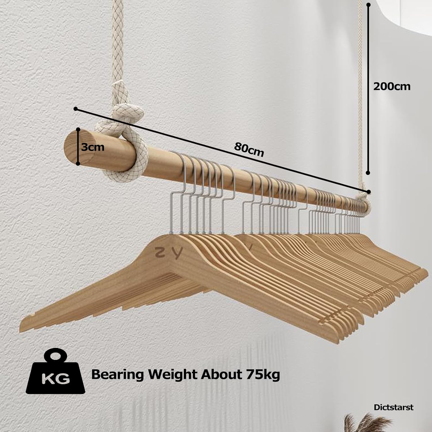 Clothes Rack Wall Mounted Clothes Rail,Space-Saving Heavy Duty Industrial Pipe Clothes Bar Rack,Rustic Hanging Garment Rack for Bedroom,Living Room,Laundry (4pcs-80cm