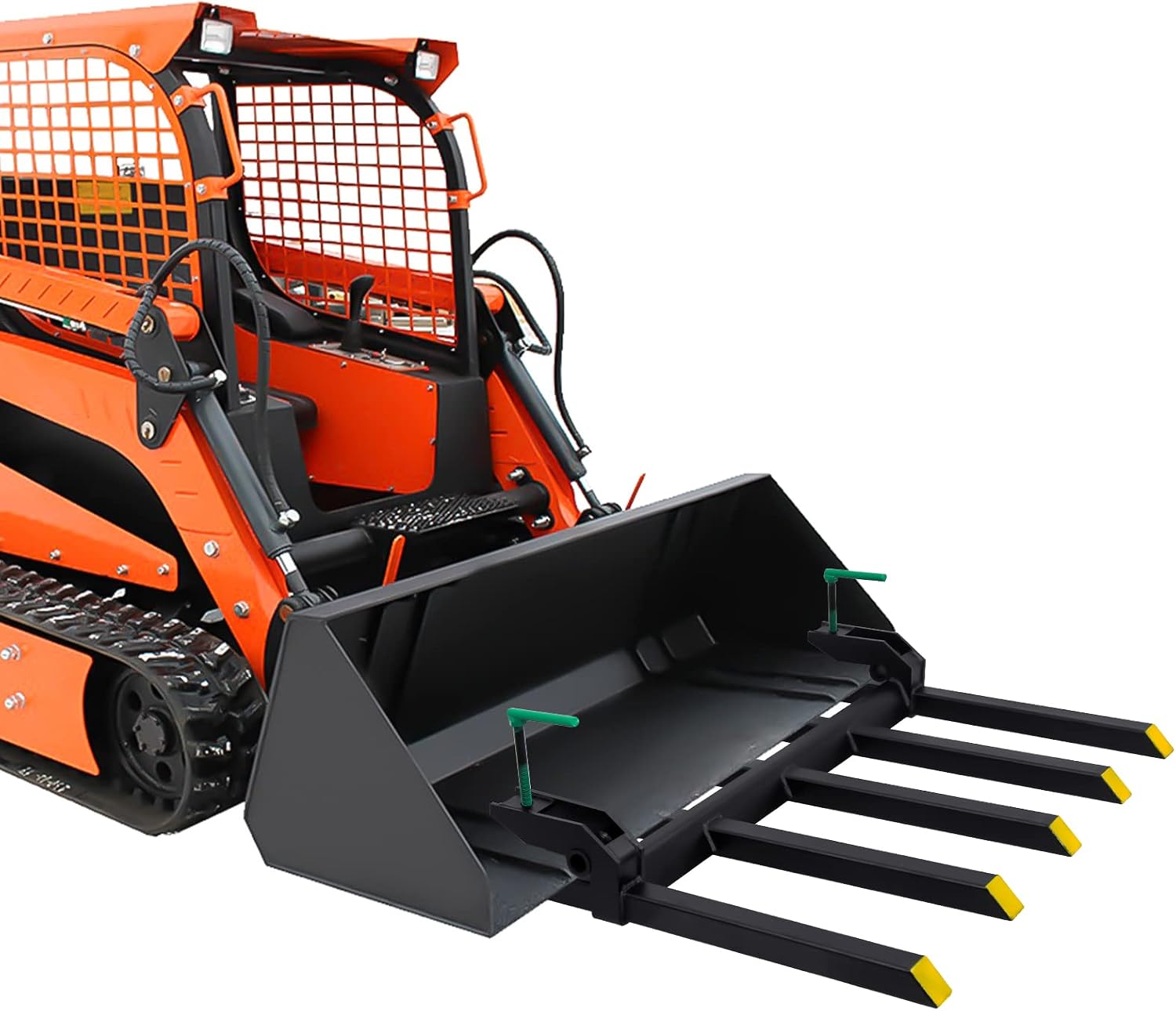 Debris Forks to 48' Bucket, Heavy Duty Clamp-On Pallet Fork 2500 lbs Capacity Load, Tractor Forks Attachment Fit for Loader Bucket Skidsteer Tractor