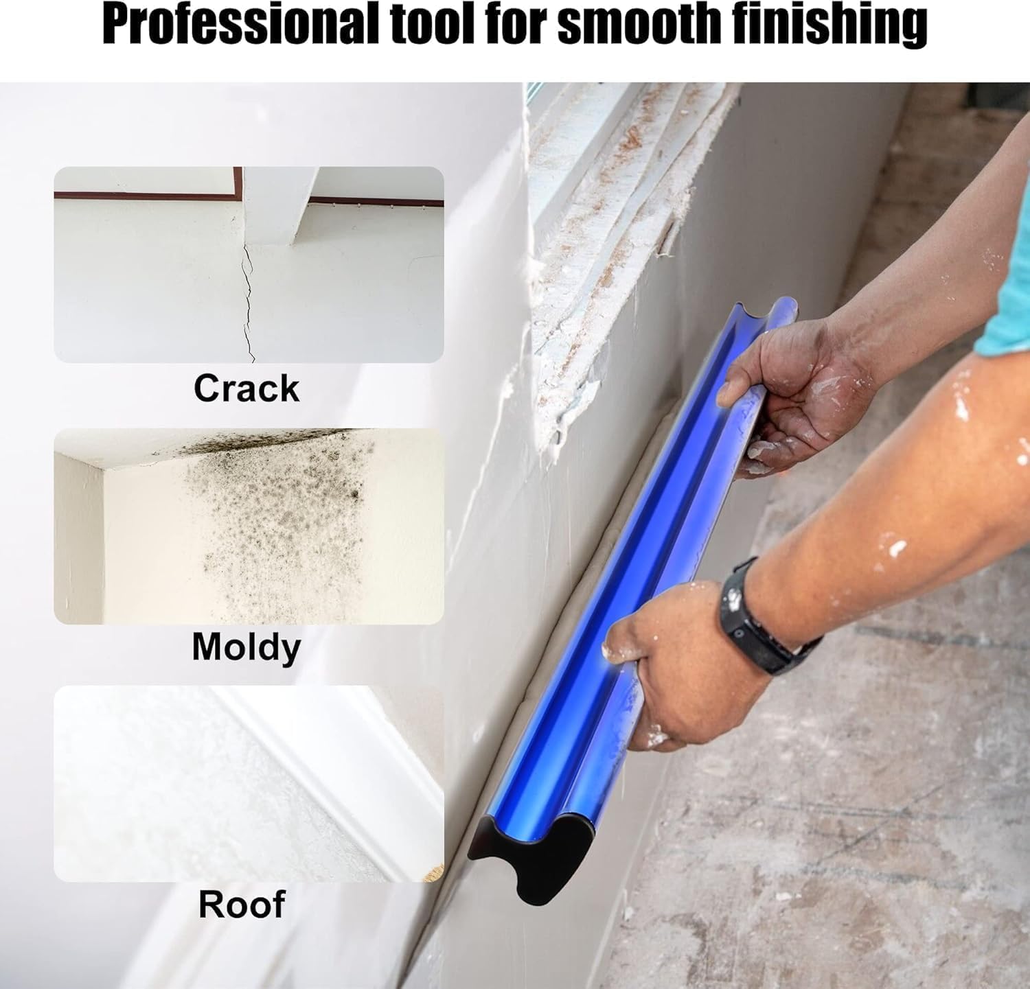 KEZERS Drywall Tool Kit 10-Piece Skimming Blade Set with Extension Handle – 5 Putty/Taping Knives (4'-12') & 5 Skimming Blades (7'-24') for Drywall, Plaster, and Compound Work