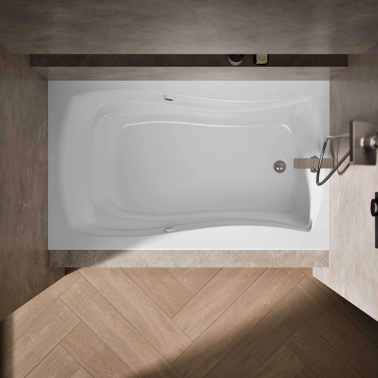KOHLER K-1239-GHRW 60' X 36' Integral Flange Heated Bubblemassage™ Air Bath With Bask® Heated Surface And Right-Hand Drain