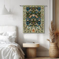 ORIMONY William Morris Strawberry Thief Tapestry - Vintage Floral Bird Art, Medieval Jacquard Woven Tapestry Wall Hanging for Living Room & Bedroom Size 27'x35' (Black)