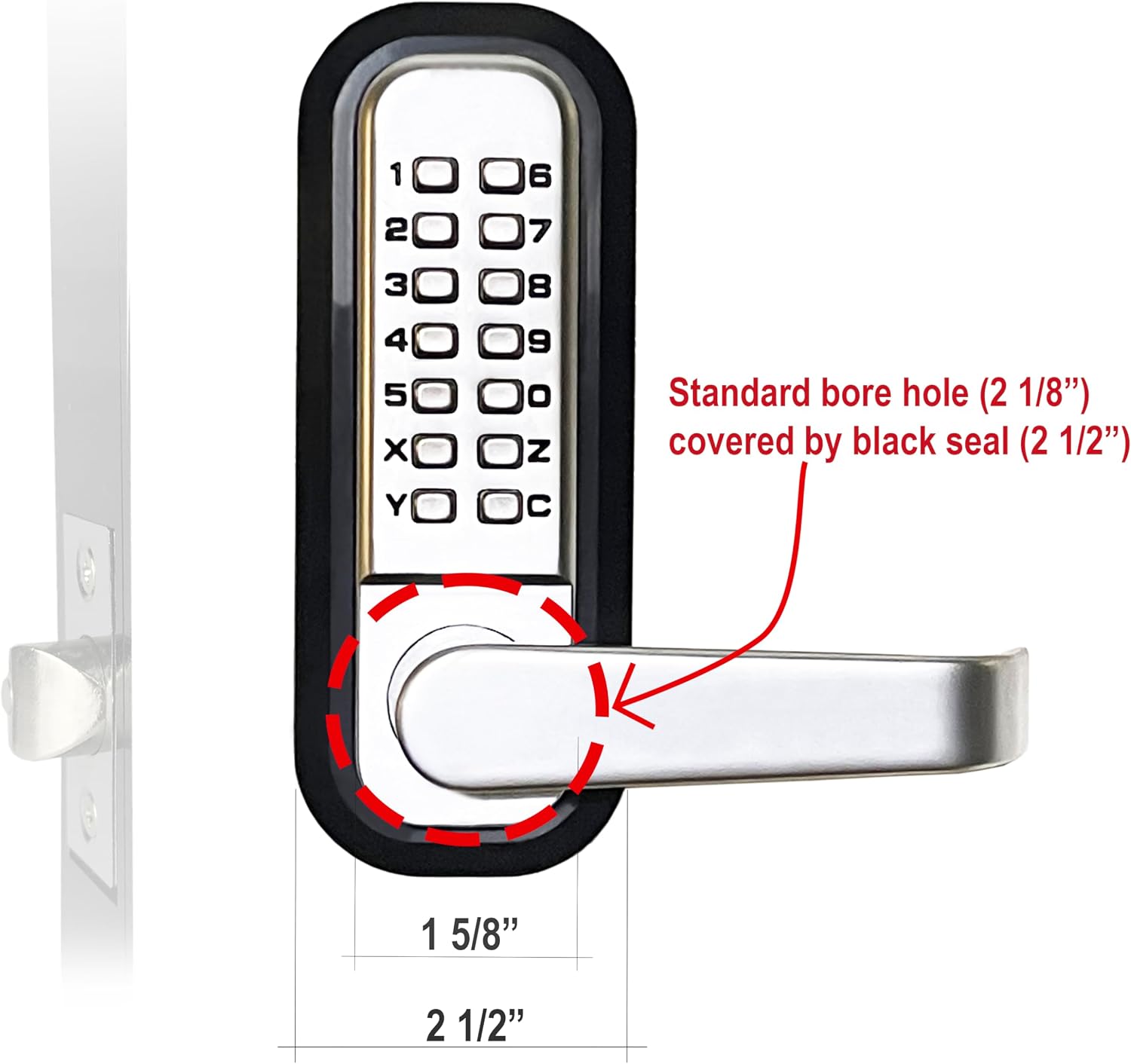 JOUNJIP Single-Sided Mechanical Keyless Combination Lever Handle Door Lock - [Square Spindle] Easier Install - Satin Chrome - 2024 Upgrade Version