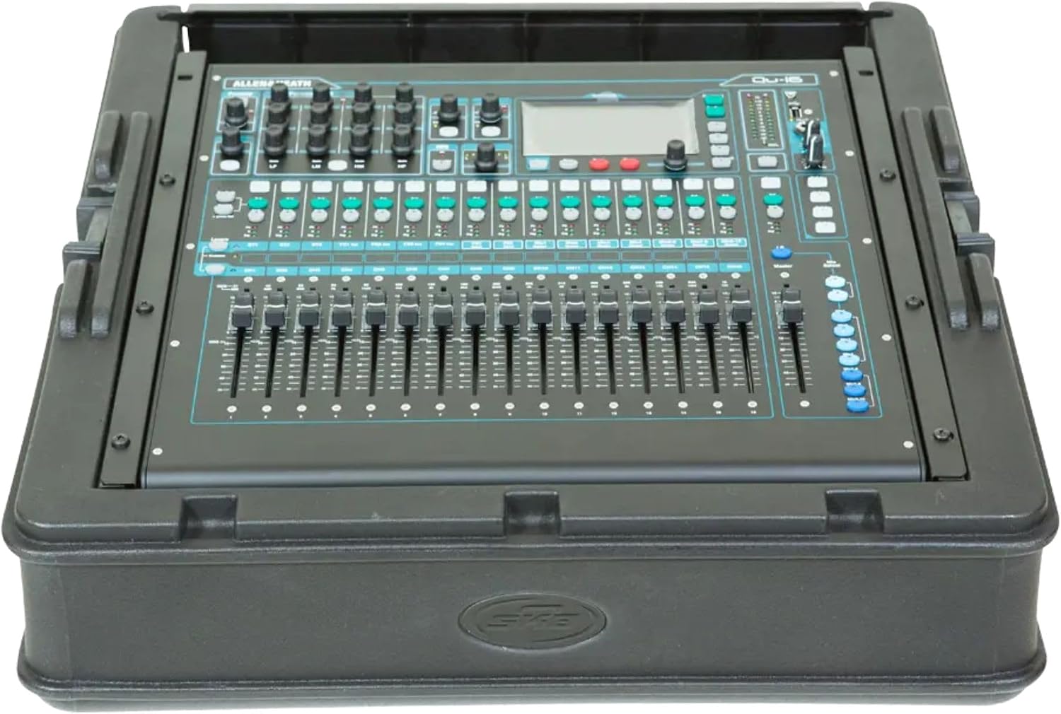 SKB Roto Rack/Mixer Top Console, 10U Slanted Rackmount with Steel Threaded Rails, Hard Lid and Doors, and Side Access Ports, Black