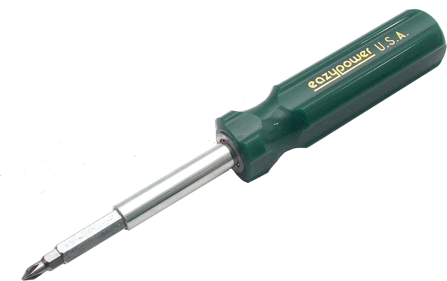 Eazypower 81649 12-Pack Green 8-in-1 Extruded Handle Screwdriver 4-5/8-10 Slotted; #1/#2 Phillips; T15/T20 Tee*Star; 1/4 and 5/16-inch Nut Setters