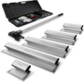 Professional Drywall Skimming Blade Kit (12', 16', 24', 32' & 40'), Stainless Steel Wall Finishing Tools with Extension Pole, Roller & Putty Knife, Lightweight Set with Carrying Case