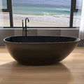 67' Freestanding Bathtub, Contemporary Soaking Bathtub, Easy to Install, Solid Surface Soaking Tub with Overflow and Pop-up Drain, Matte Black 302MB1700