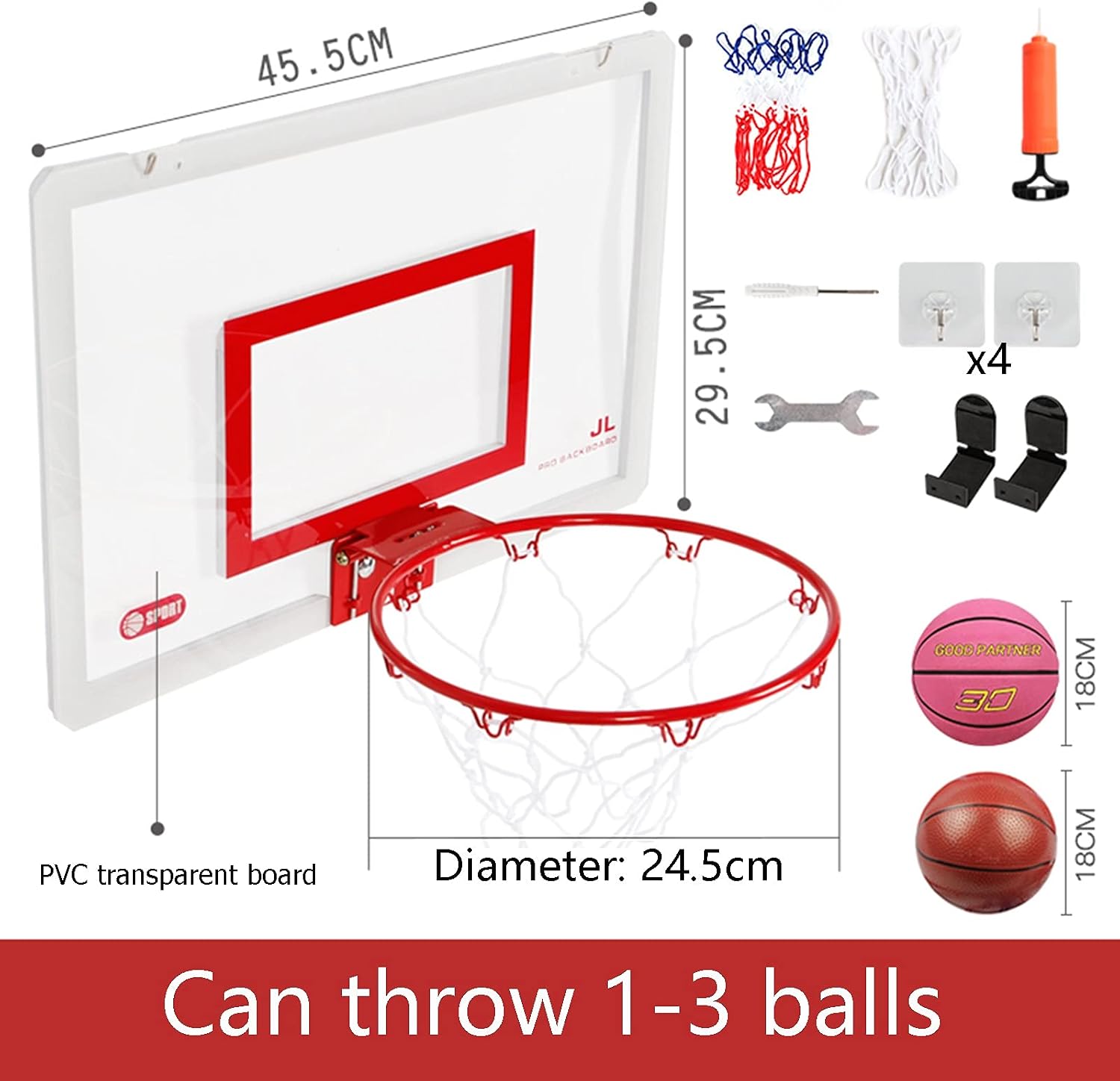 Basketball Rim Indoor Mini Basketball Hoop Set, Funny Adult Kids Basketball Board, Height Can Be Adjusted at Will (Color : Package 3)