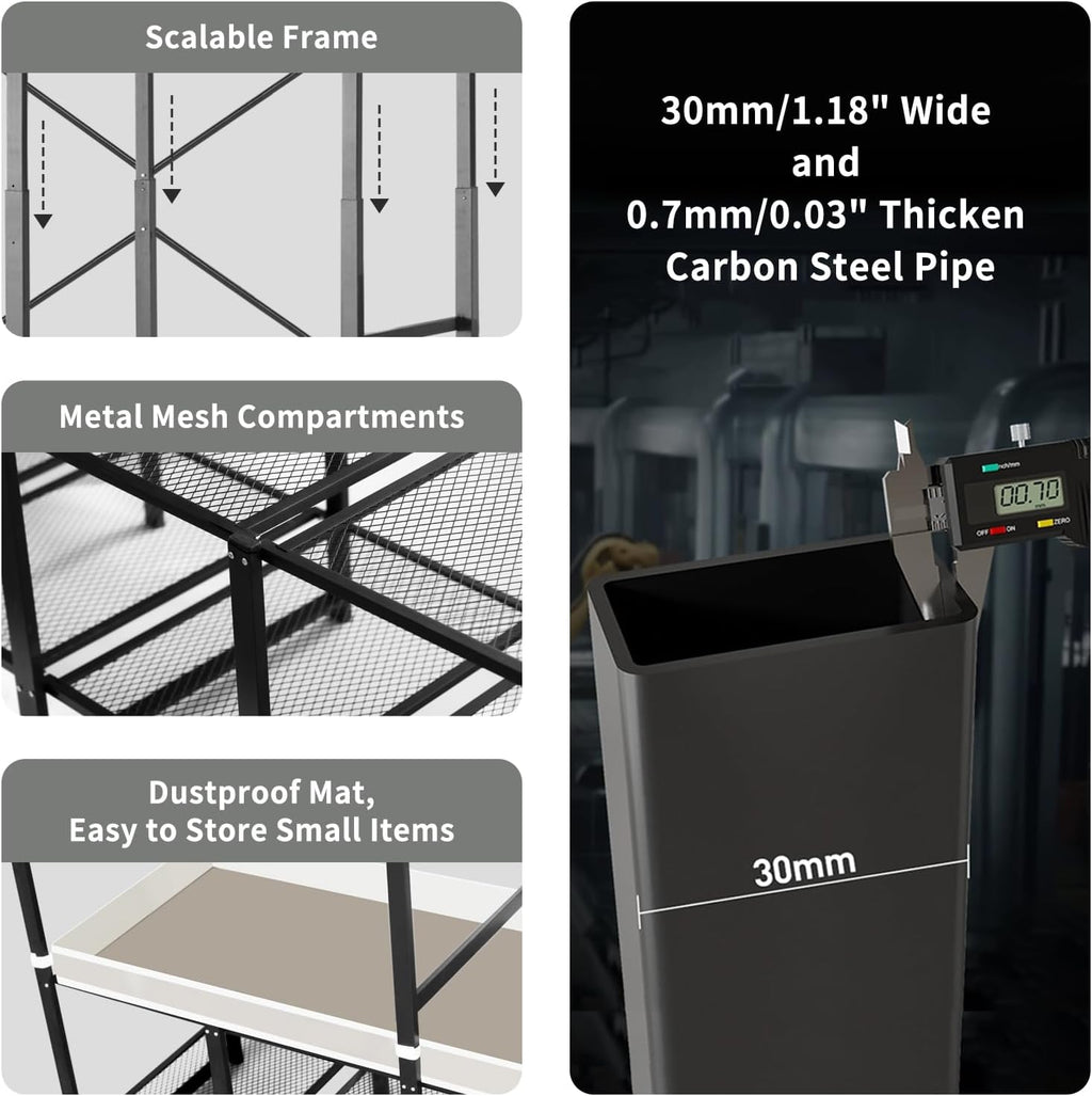 Heavy Duty Foldable Closet with Cover, Portable Closets for Hanging Clothes Freestanding Wardrobe Clothes Organizer Covered Garment Rack for Bedroom Dorm Apartment - No Assembly, Space-Saving (59in)