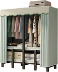 Heavy Duty Portable Wardrobe Closet for Hanging Clothing with Cover, Clothes Rack with Gauze Curtain, Covered Clothing Coat Storage Organizer(E,215cm/84.6inch)