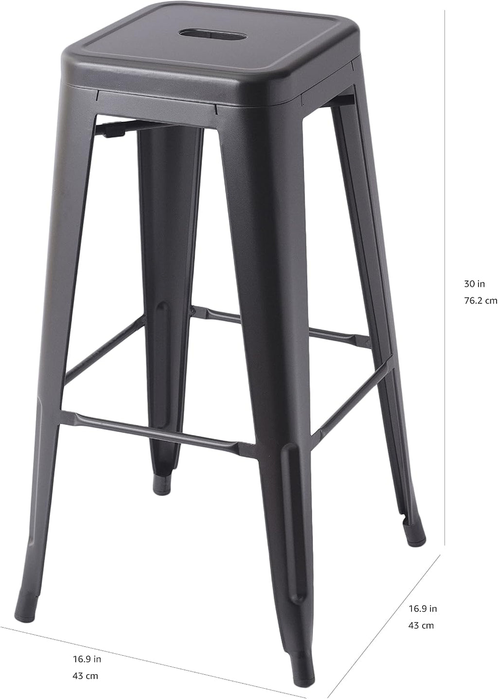 Amazon Basics Sturdy Metal Bar Stools, 30-Inch, Black, Set of 4