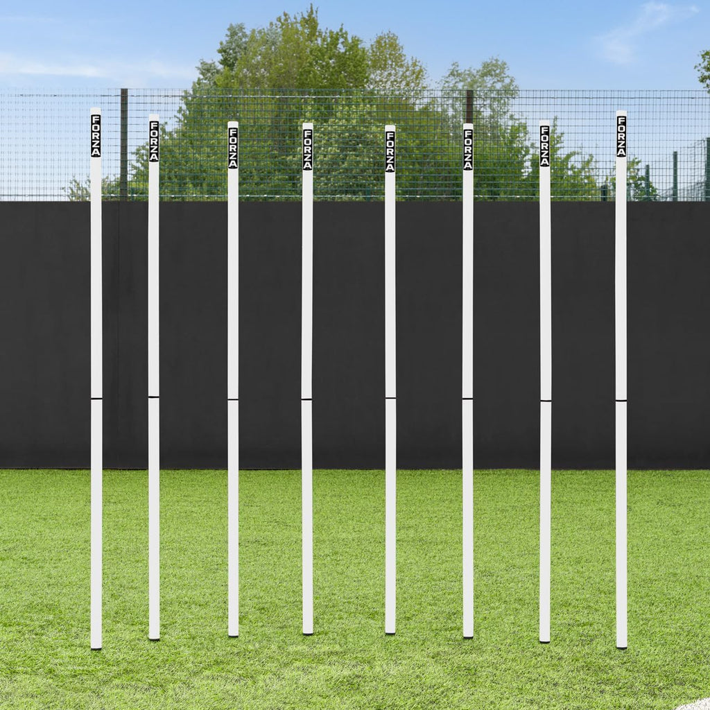 FORZA Slalom Agility Poles | Improve Endurance, Speed & Footwork | Color, Size & Rubber Base Options Available [8 Pack]