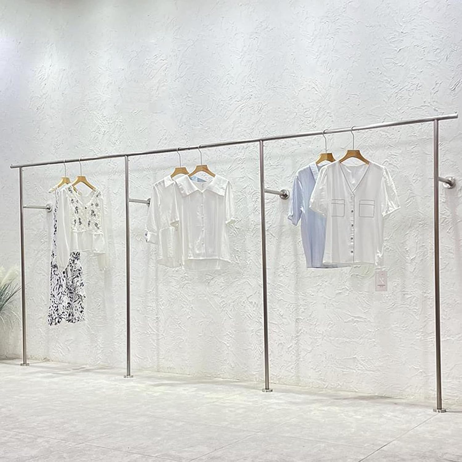 Commercial Garment Rack with Heavy Duty Hanging Rod, Industrial Pipe Closet Organizer for Clothing Store Display and Retail Shelves