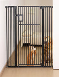 No Pawblems Upgraded 55' Extra Tall Pet Gate for Cat, 29-43' Auto Close Cat Gate for Doorways/Stairs/Hallways, NO Drilling Pressure Mounted Tall Dog Gate Indoor, 1.37' Pet-Safe Gap, Black