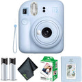 Fujifilm Instax Mini 12 Instant Camera Pastel Blue Bundle with Fuji Instax Mini Film Value Pack (20 Sheets) + Photo Album + Microfiber Cleaning Cloth