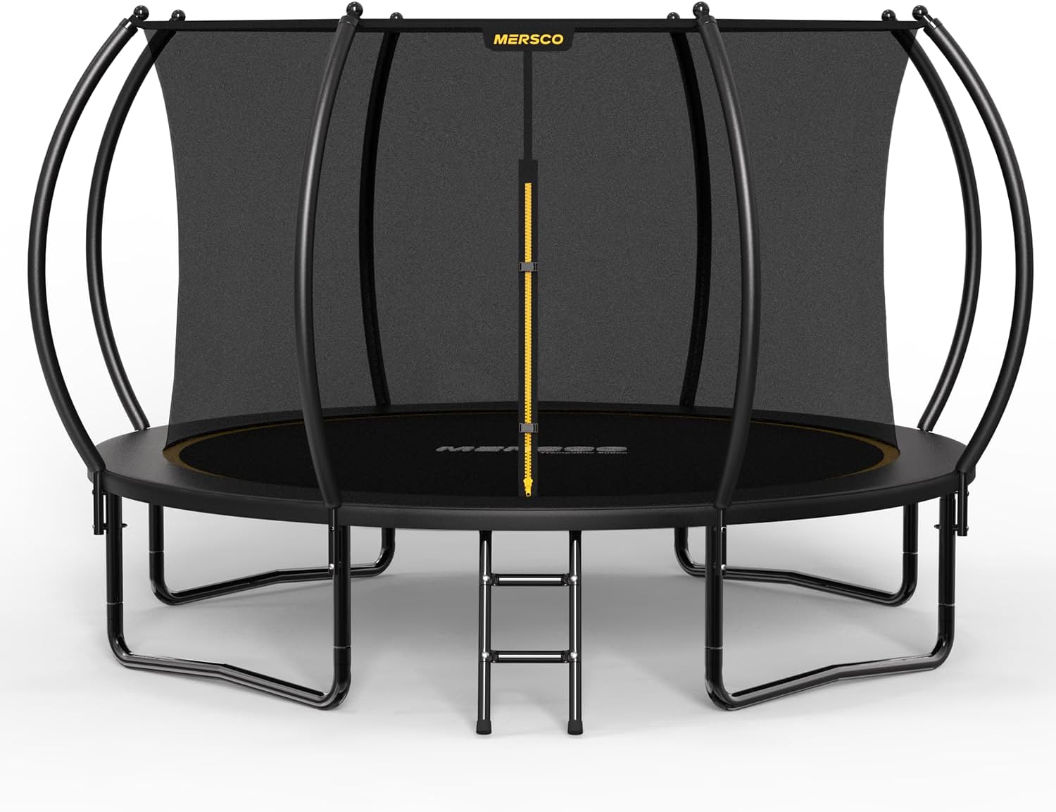 Mersco Trampoline Outdoor 10FT 12FT 14FT with Enclosure and Ladder, ASTM Approved Recreational Trampoline for Kids and Adults, Anti-Rust Coated Frame, Enhanced Weight Capacity