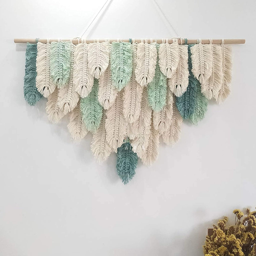 Macrame Wall Hanging Bohemian Macrame Tapestry Wall Hangings Decor,Handmade Cotton Cord Woven Tapestries Art Home Decor for Wedding Apartment Dorm (H80x55cm)