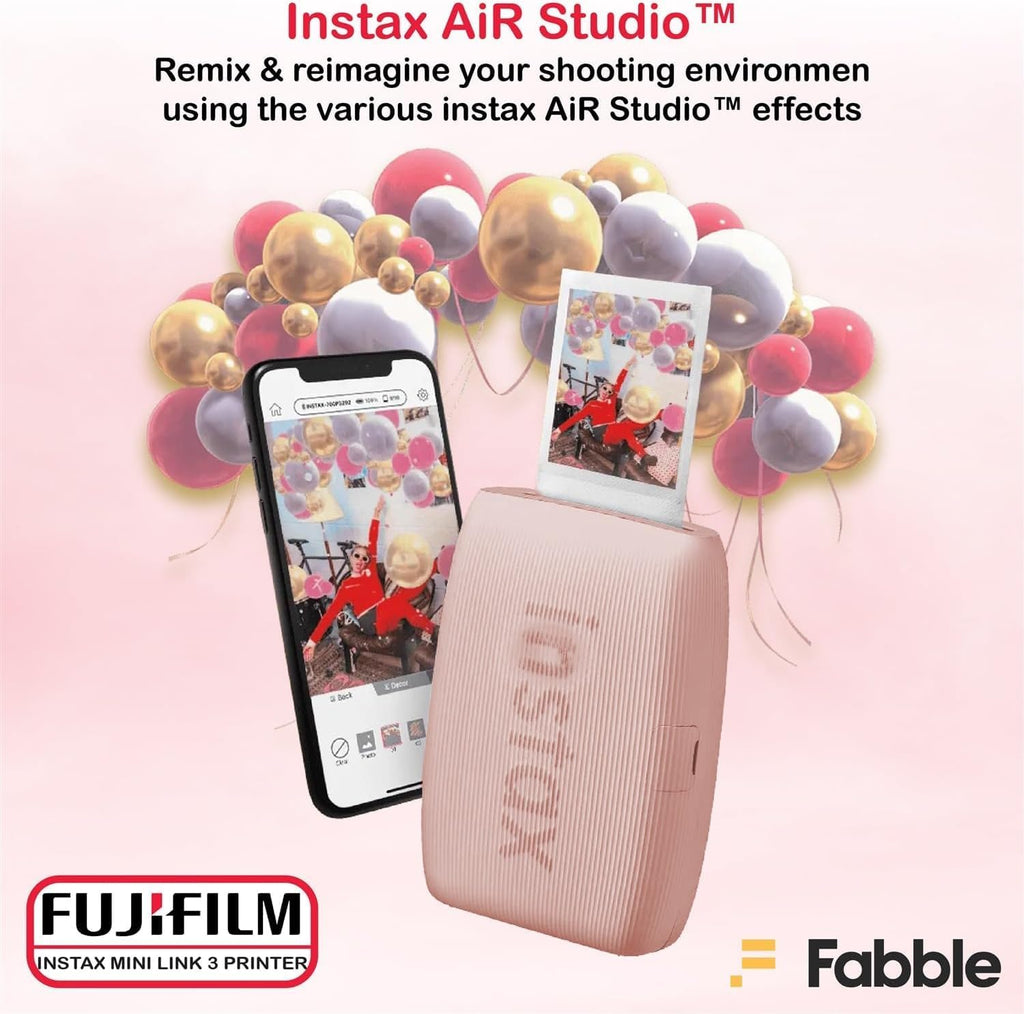 Fujifilm Instax Mini Link 3 Smartphone Printer with Instax Mini Films and Free Bonus Microfiber Cleaning Cloth... (Rose Pink, 4 x Twin Pack (80 Sheets))