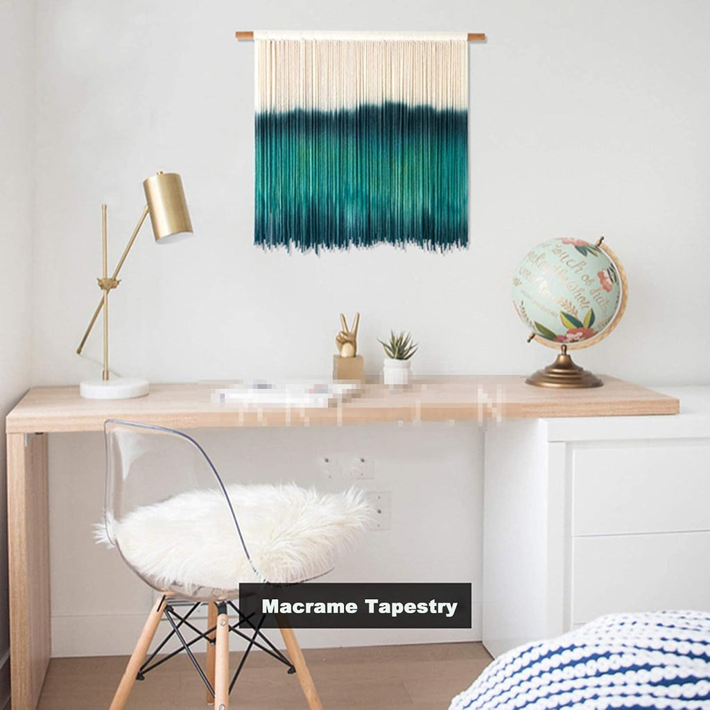 Handmade Macrame Wall Hanging Tapestry Dyeing Driftwood Decor,Handmake Dyed Macrame Tapestries Wall Art Woven Home Decoration (H 60x50cm)