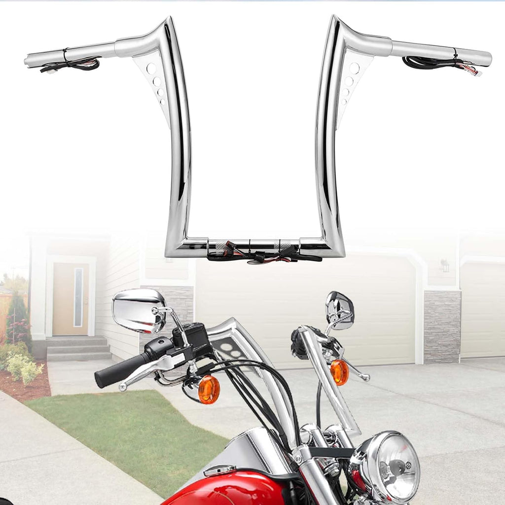 Wsays 14' Ape Hanger Pre-wired Handlebar 1.25' Diameter Sharp Compatible with Harley Softail 2011-2024 Fit Dyna 2012-2017 Fit Sportster 2011-2022 Fit Touring Road King 2015-Later, Chrome