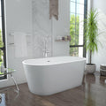 DreamLine Enigma 47 inch L x 27 1/2 inch W x 22 7/8 inch H Freestanding Acrylic Bathtub with Polished Brass Drain