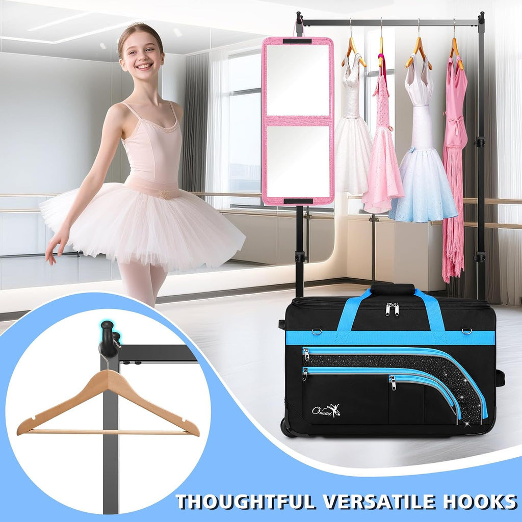 Dance Bag with Garment Rack, 23' Rolling Dance Suitcase Competition Duffle Bag with Garment Rack & Wheels | Versatile Compartments, Upgraded Stable System for Dance Shows, Travel, Cheer, Recital