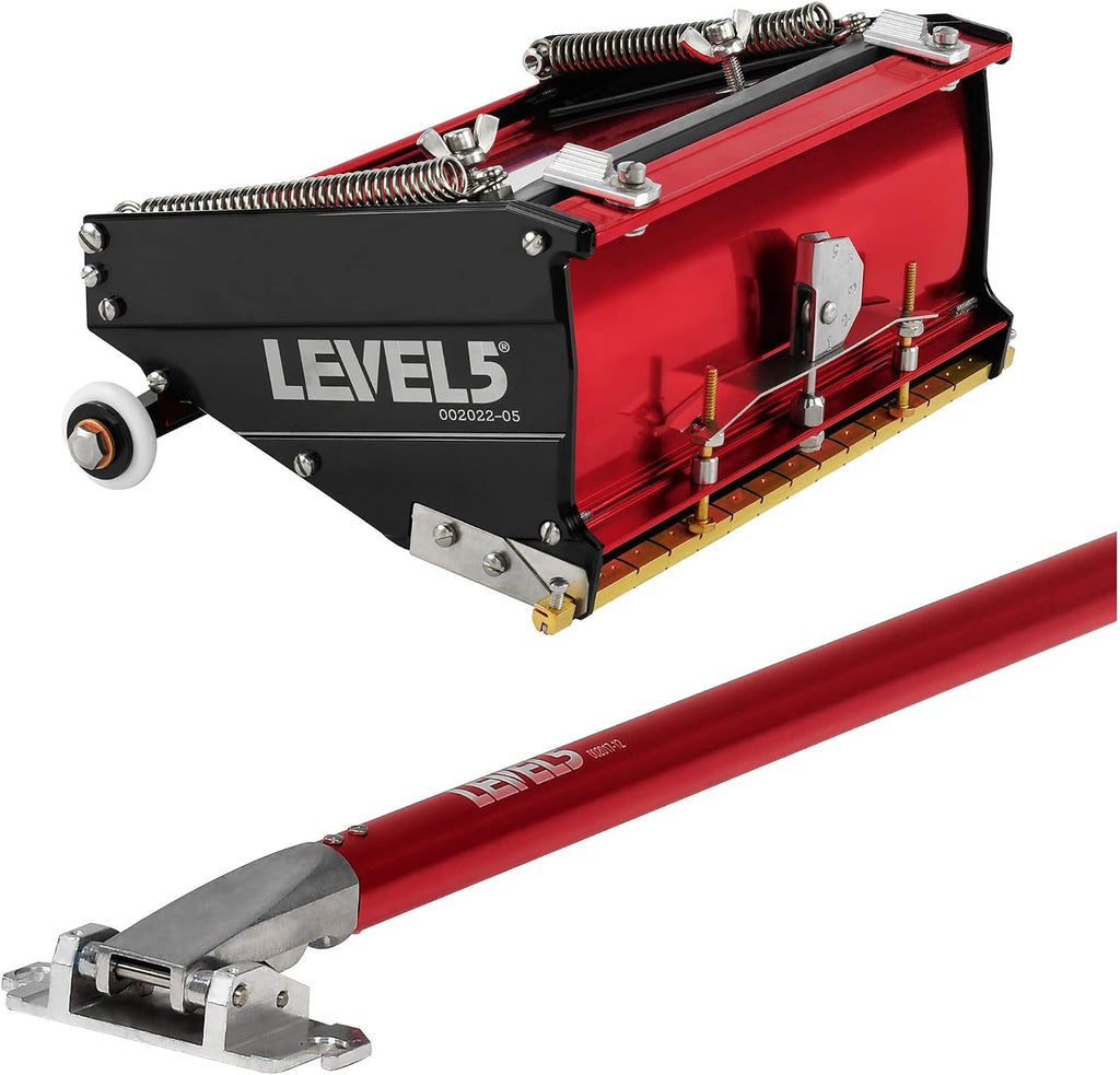 7-Inch Flat Finishing Box + Extendable Handle - LEVEL5 | Pro-Grade | Drywall Gyprock Plasterboard Sheetrock | 4-572