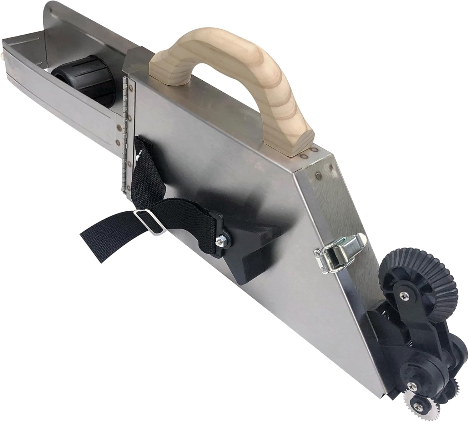 Drywall Taping Banjo – Semi-Automatic Even Flow Design | Advance Equipment MFG Co. | Stainless Steel, Curved Belly, Corner Wheel Feature | 100+ Years Family Owned USA Made (Corner Wheel Style)