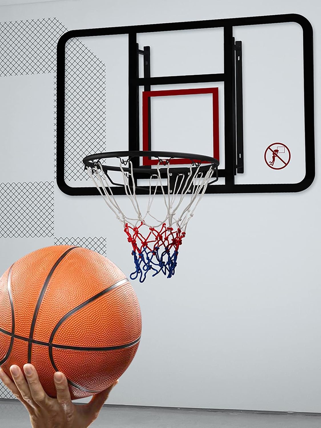 Wall-Mounted Mini Basketball Hoop, Indoor and Outdoor Portable Basketball Training Stand, 110x75cm/45.7'x29.5'