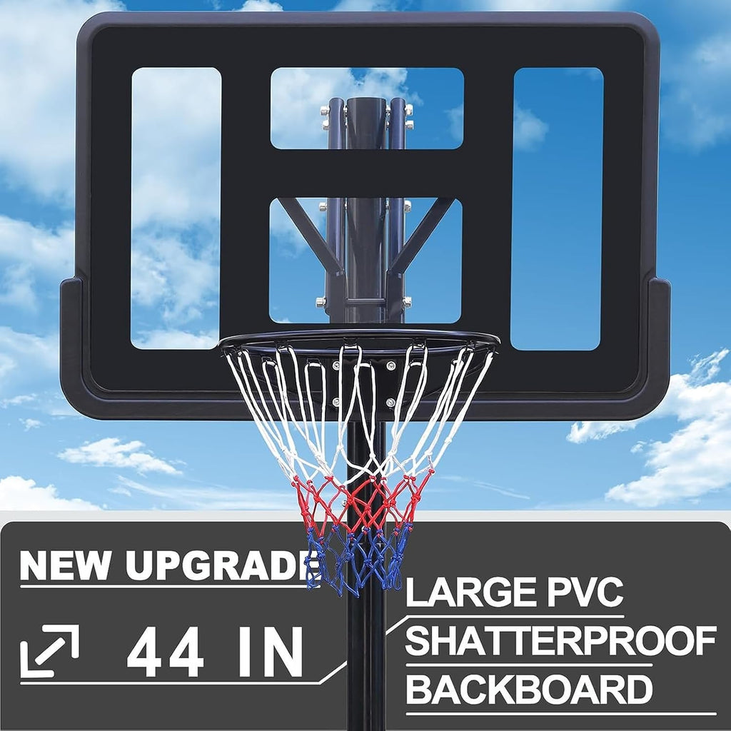 Basketball Hoop Outdoor 7.5-10ft Adjustable, Basketball Hoop Indoor with 44 Inch Backboard Basketball net and Wheels, Portable Basketball Hoop Goal System in Backyard/Driveway/Indoor