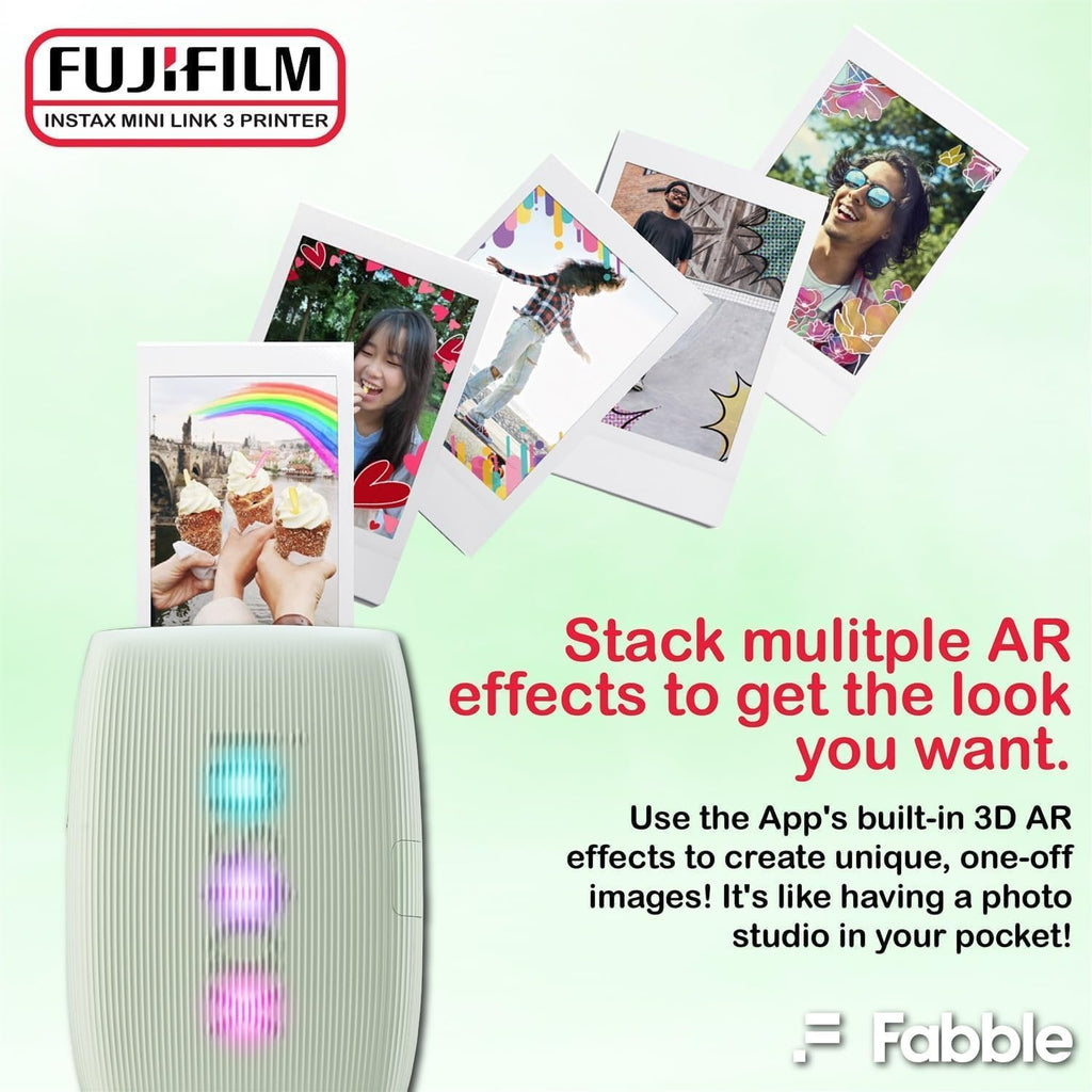 Fujifilm INSTAX Mini Link 3 Smartphone Printer with INSTAX Mini Instant Film and Sunshine Microfiber Cleaning Cloth... (6 Twin Pack (120 Sheets), Sage Green)