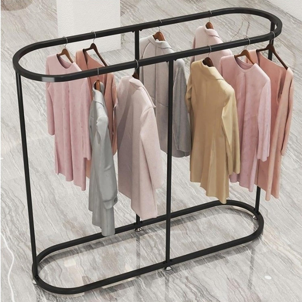 Round Clothes Rack - Commercial Oval Iron Clothes Rack,Freestanding Garment Rack,Heavy Duty Commercial Clothing Organizer for Retail Boutique & Bedroom Display(Black,47.2'x19.7'x51.2')