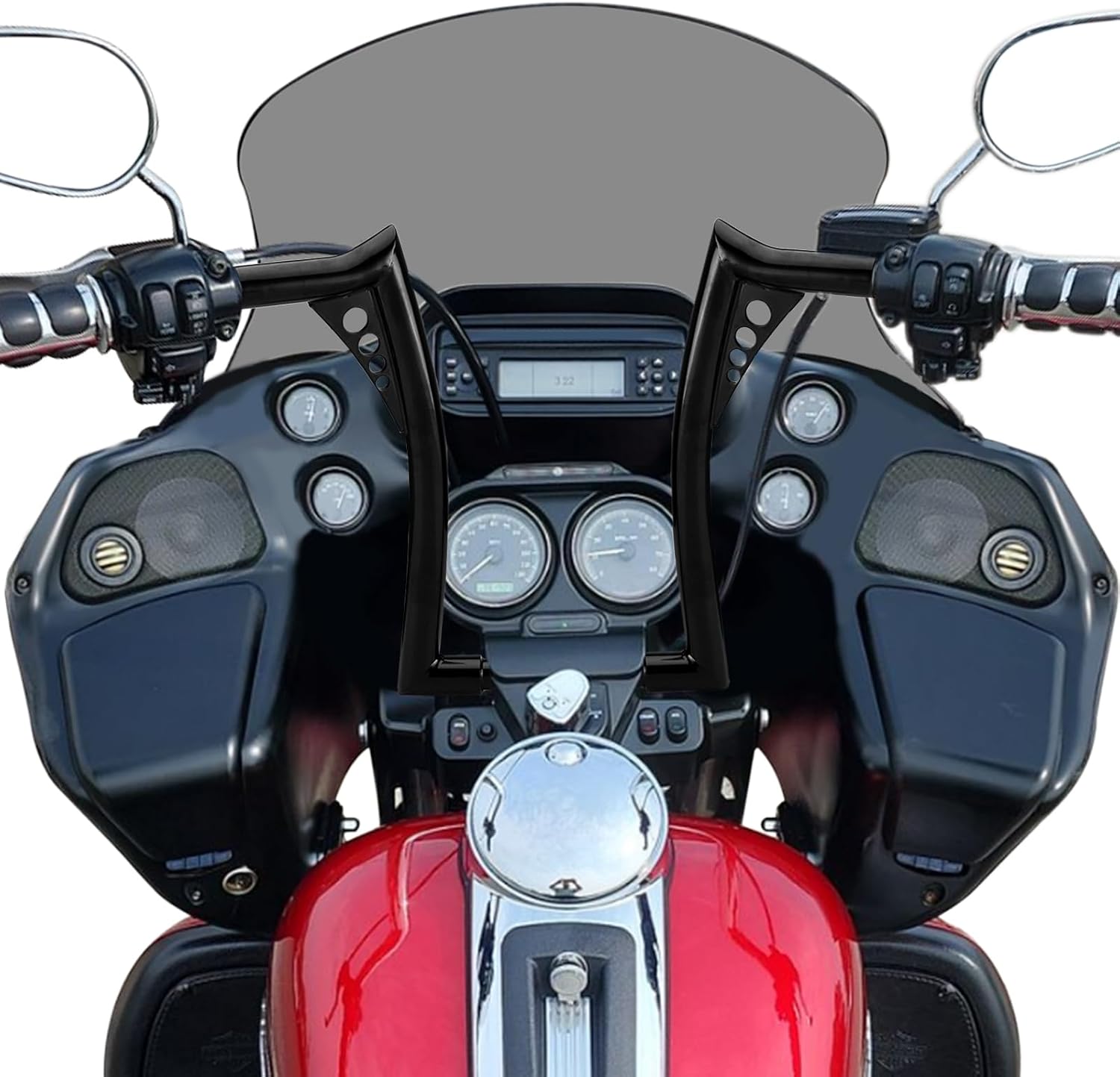 Mofun 14' Rise Ape Hangers Handlebar, 1-1/4' Bar Diameter, 1' Clamp Area Diameter Compatible with Harley Sportster XL 883 1200 Softail Dyna, Road King 1994-2022, Road Glide 1998-2013, Gloss Black