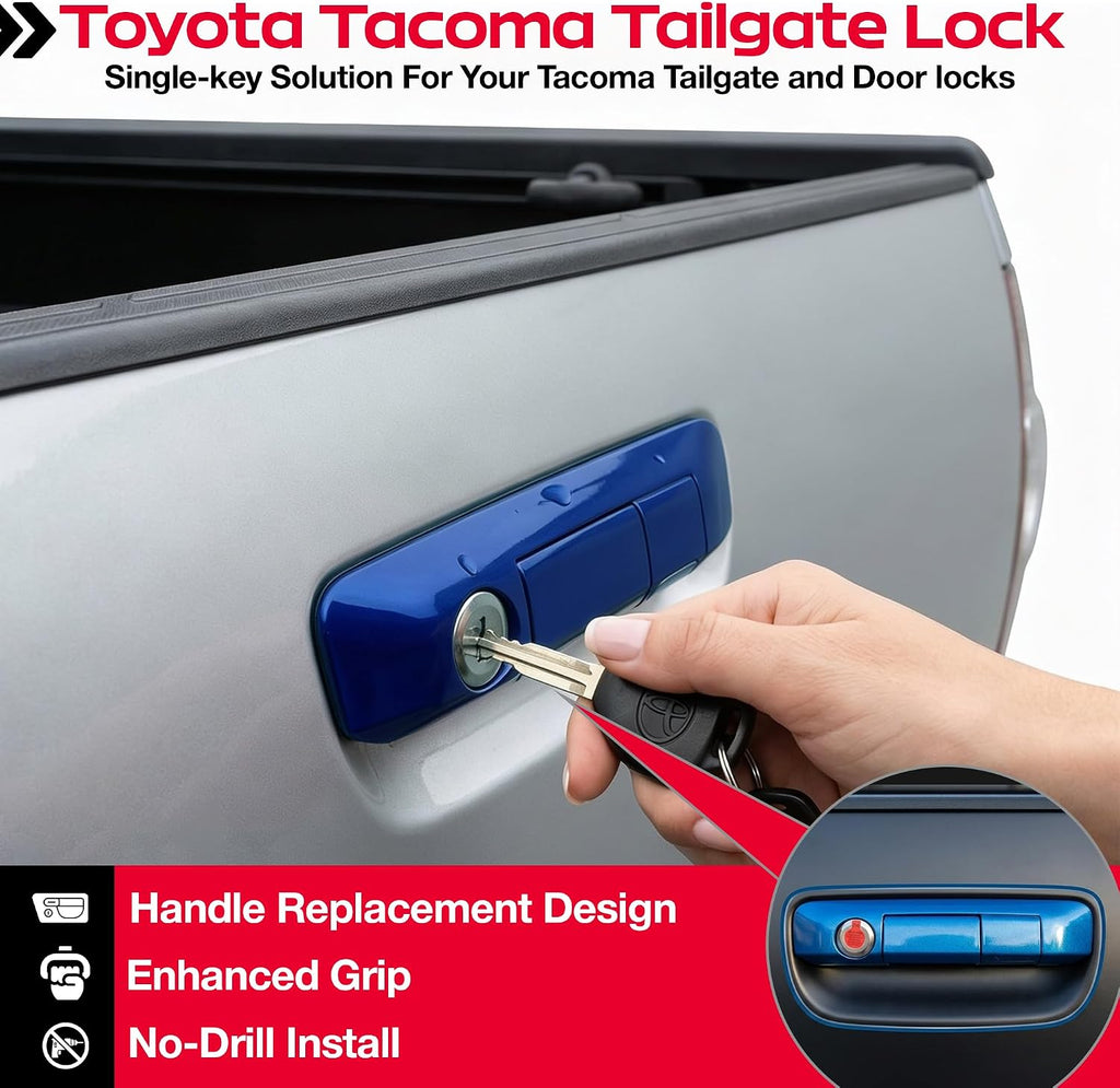 Pop & Lock PL5402 Toyota Tacoma Tailgate Lock 2005–2015 – Manual Anti-Theft Tailgate Lock, Bolt Codeable, Easy Install (Speedway Blue)